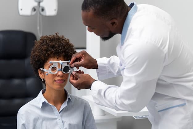 Patient having eye exam